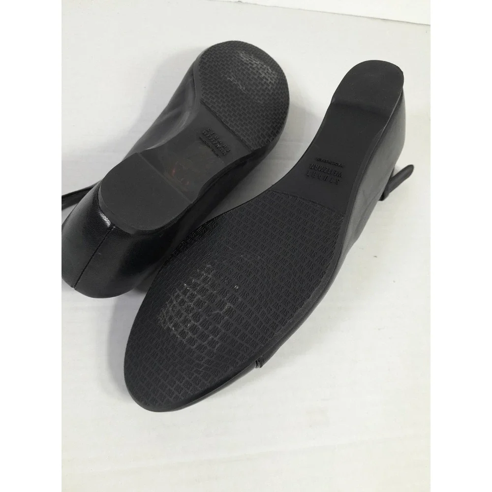 Stuart Weitzman Wedge Heel sz 8 N Women Cap Toe Shoe Black Leather Slingback
